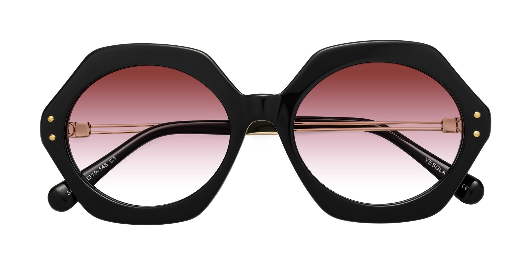 Folded Front of Skye in Black with Garnet Gradient Lenses