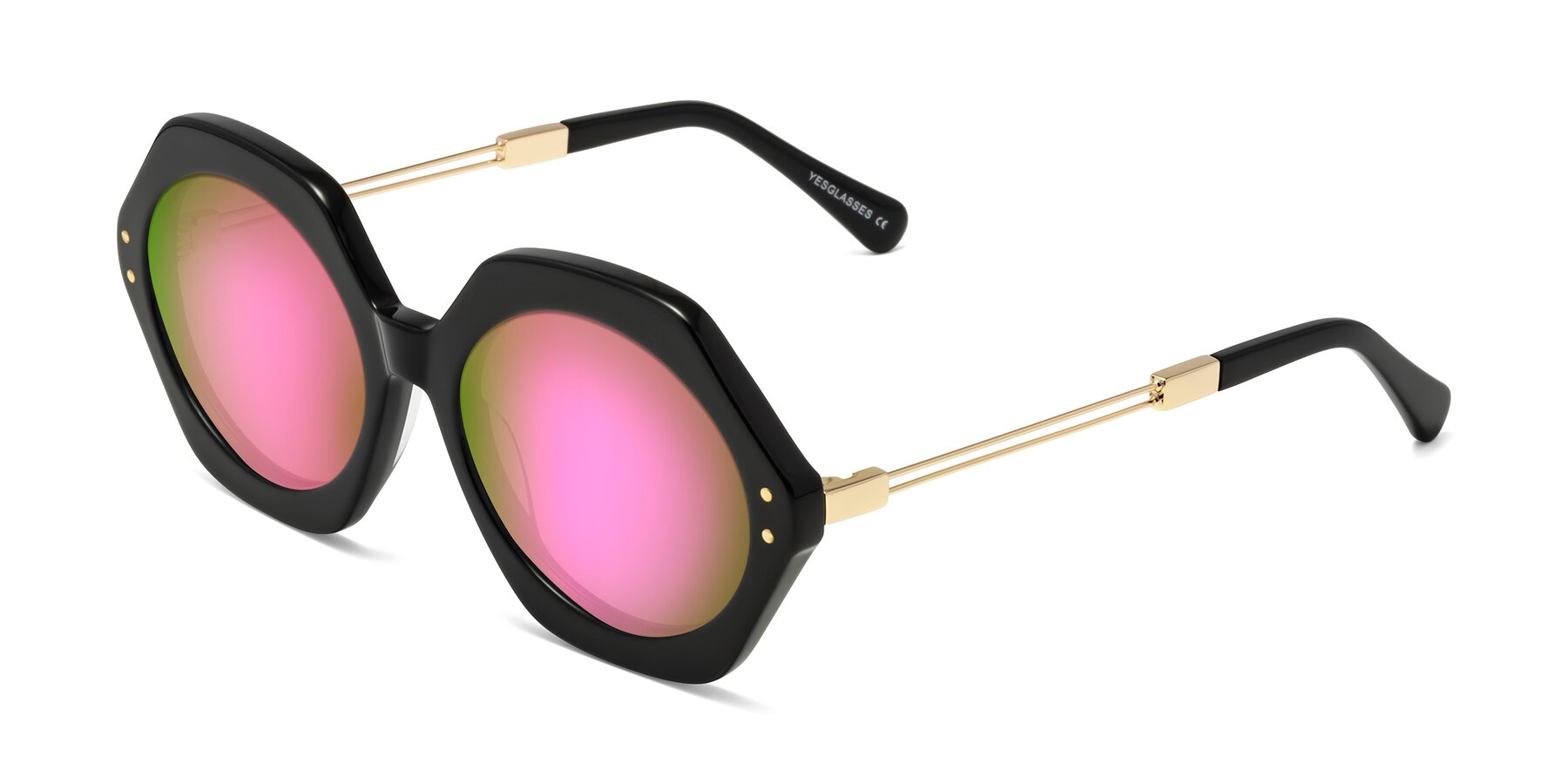 Angle of Skye in Black with Pink Mirrored Lenses