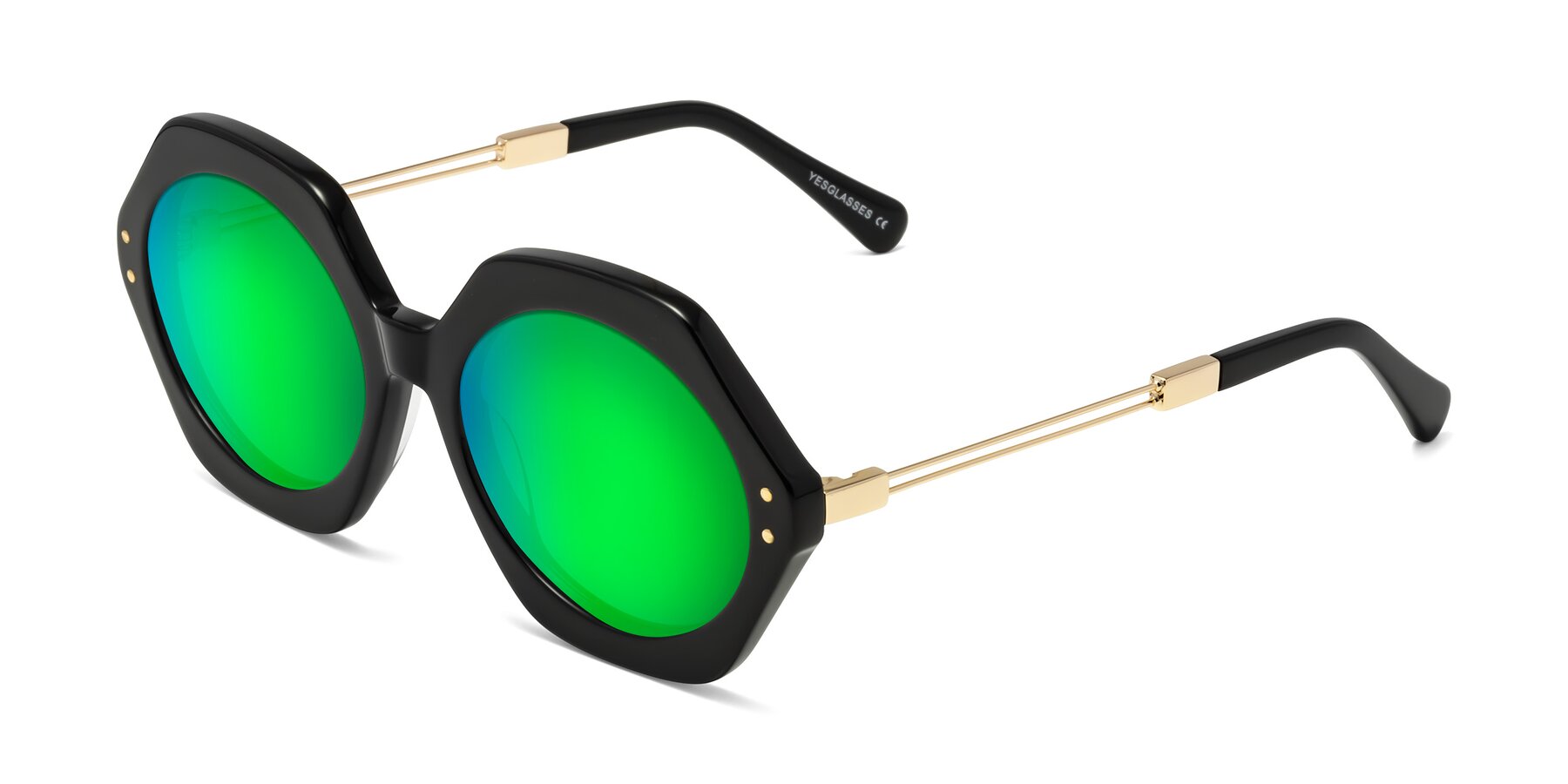 Angle of Skye in Black with Green Mirrored Lenses