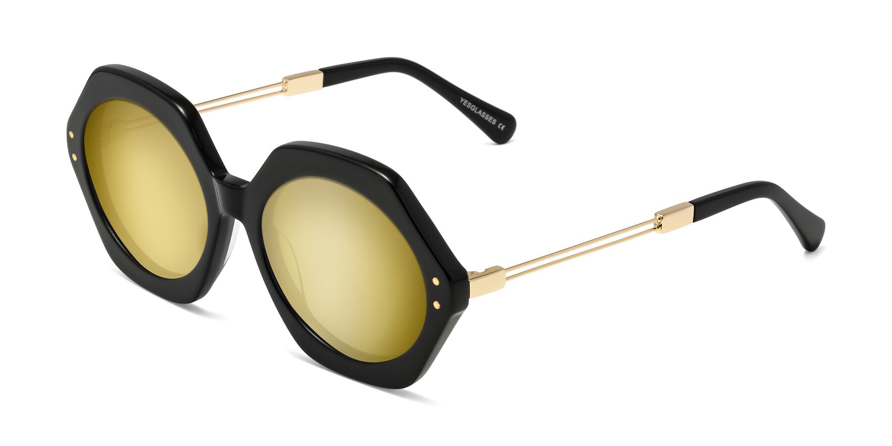 Angle of Skye in Black with Gold Mirrored Lenses