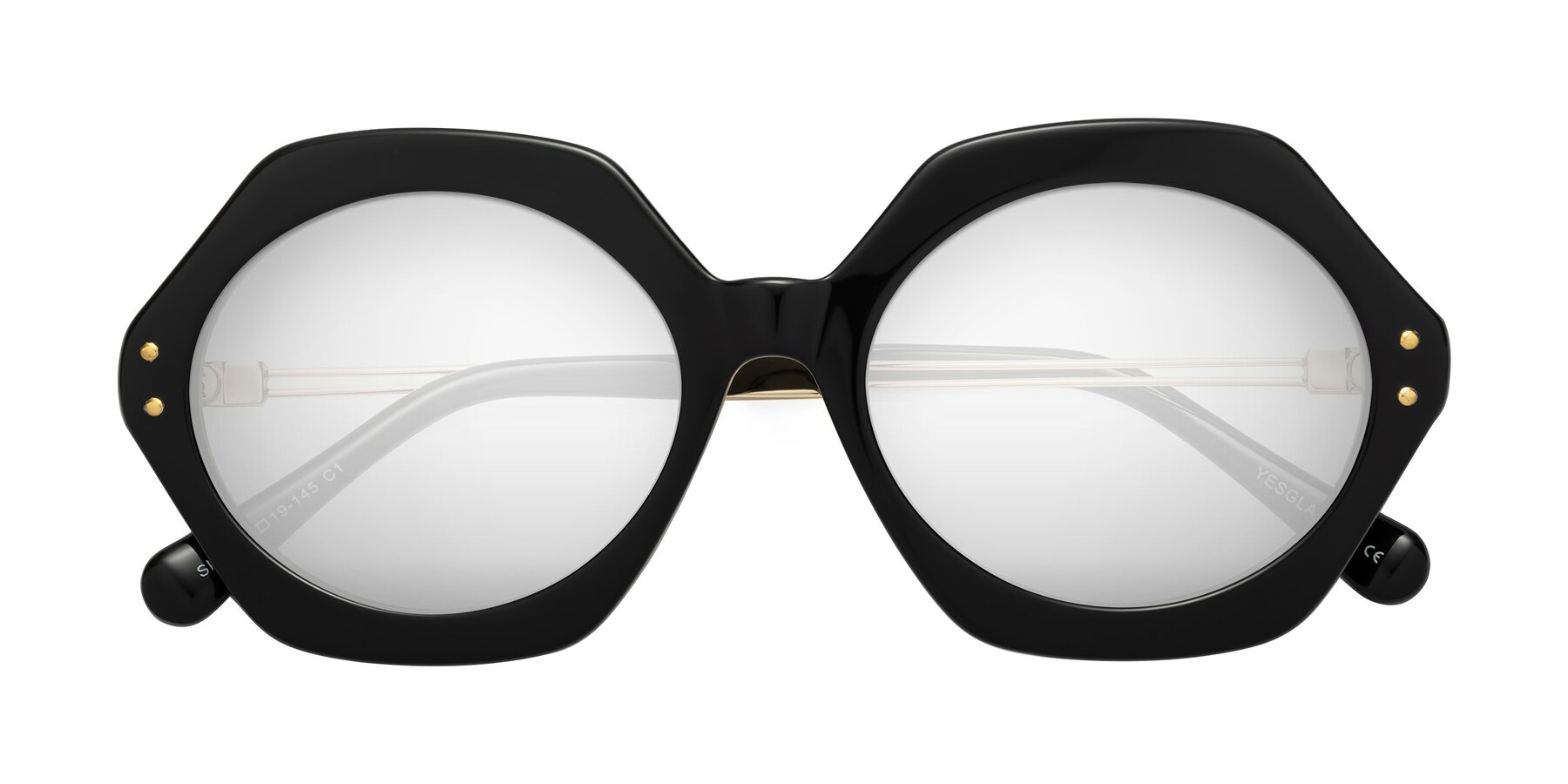 Folded Front of Skye in Black with Silver Mirrored Lenses