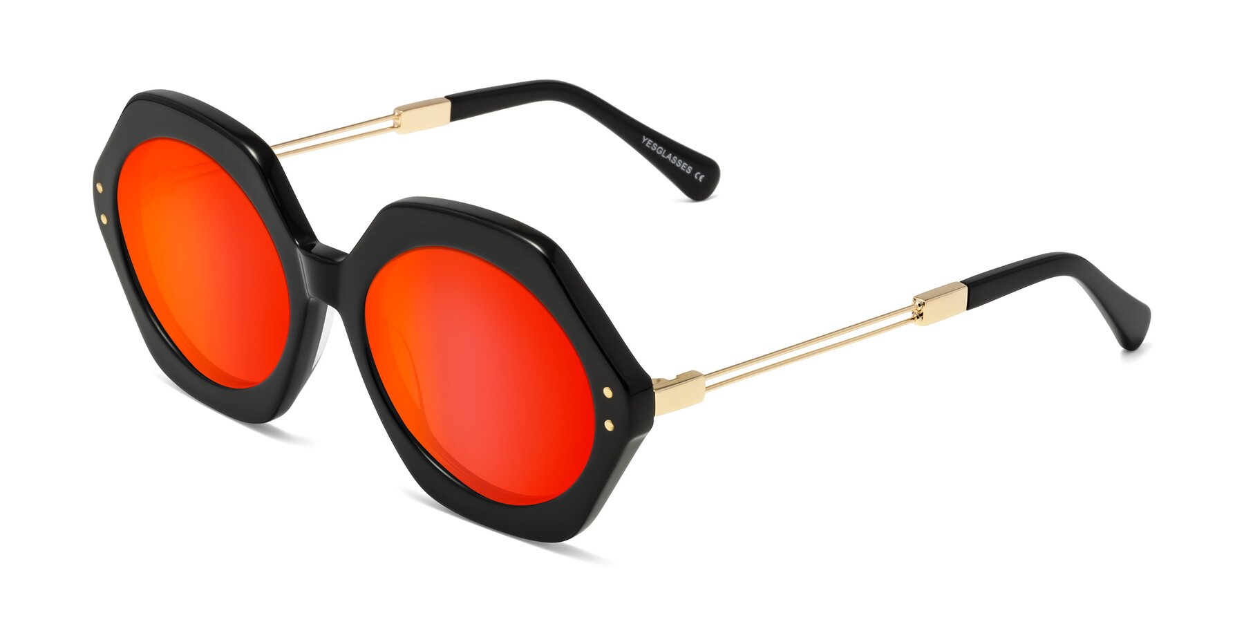 Angle of Skye in Black with Red Gold Mirrored Lenses