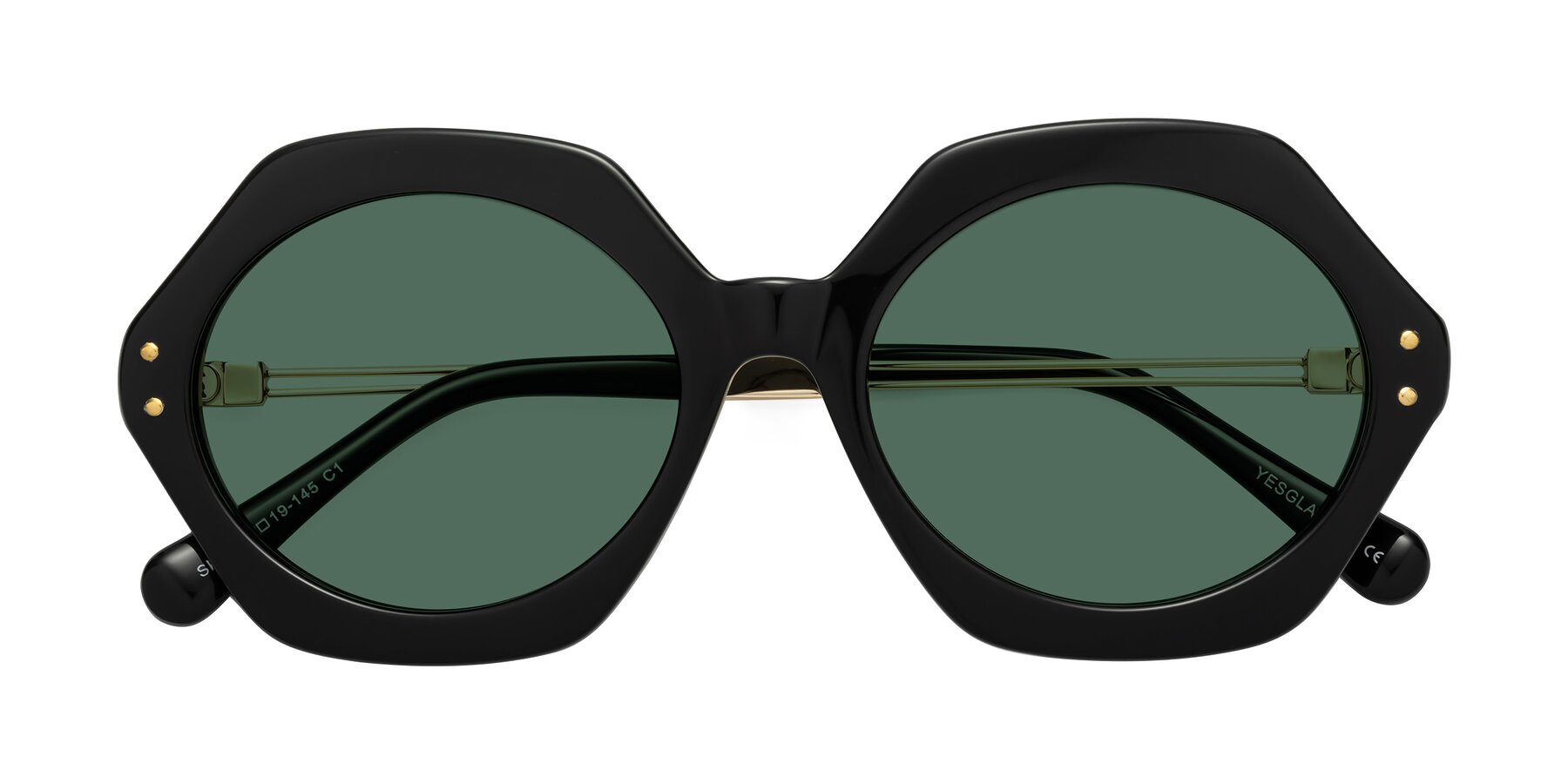 Folded Front of Skye in Black with Green Polarized Lenses