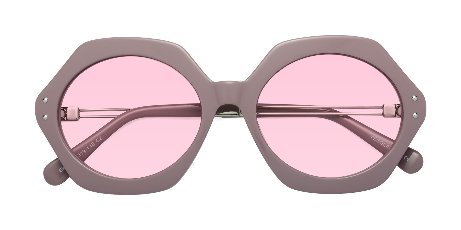 Folded Front of Skye in Opera Mauve with Light Pink Tinted Lenses