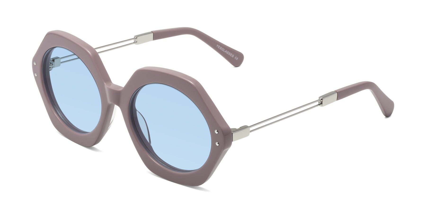 Angle of Skye in Opera Mauve with Light Blue Tinted Lenses