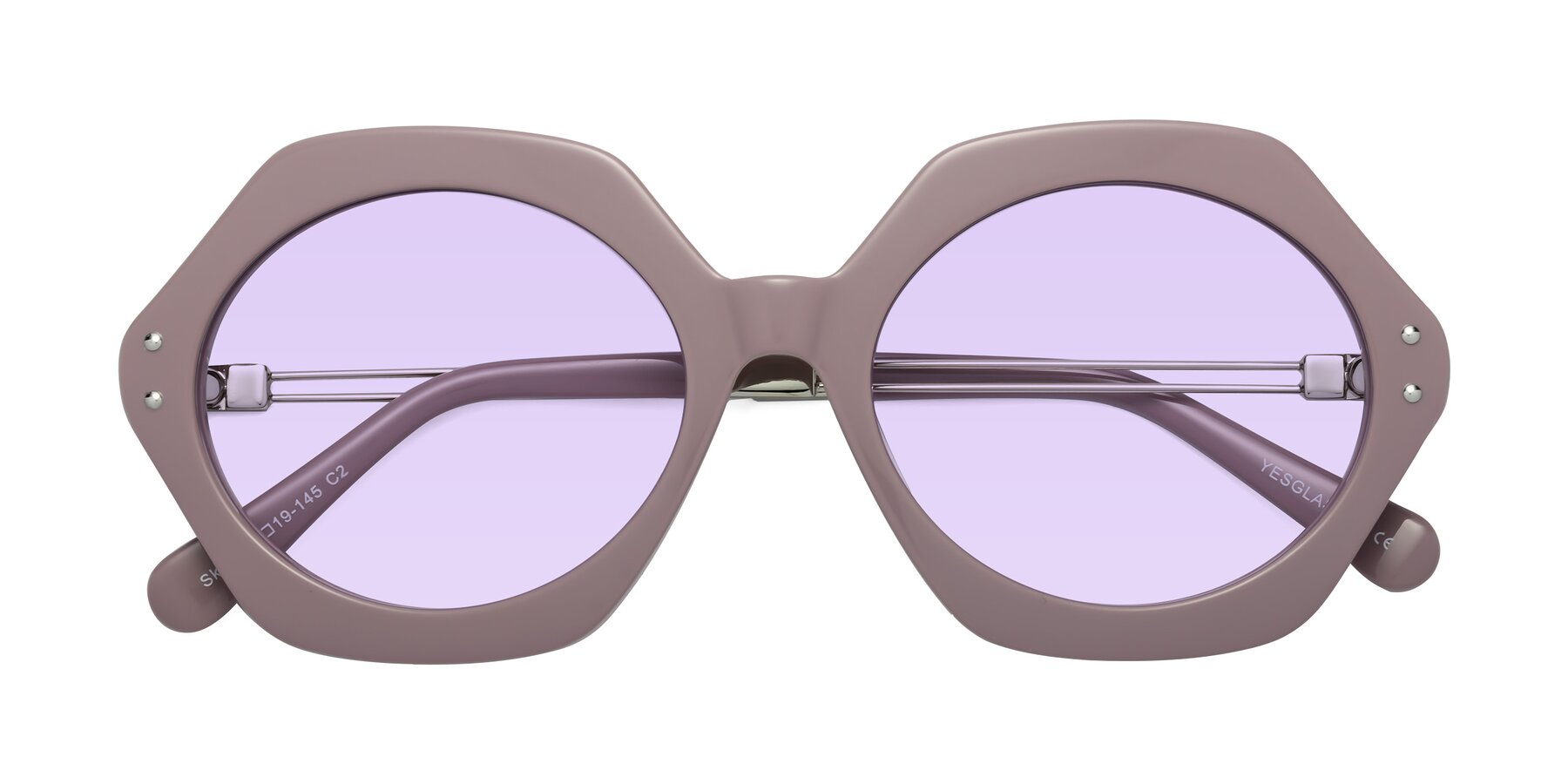 Folded Front of Skye in Opera Mauve with Light Purple Tinted Lenses