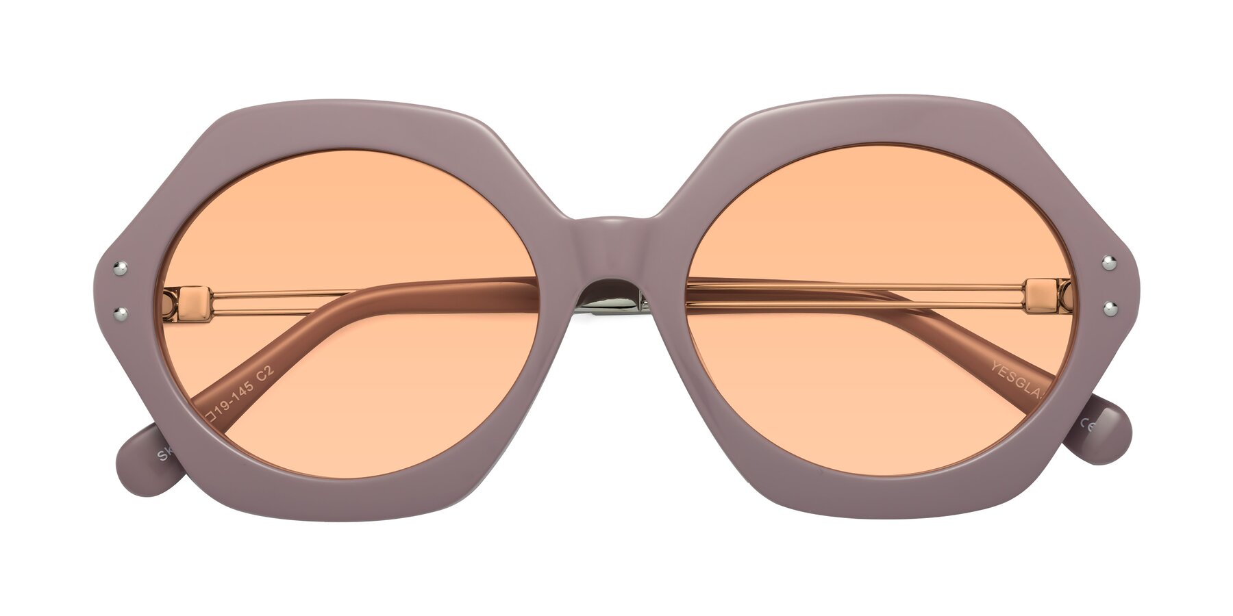 Folded Front of Skye in Opera Mauve with Light Orange Tinted Lenses