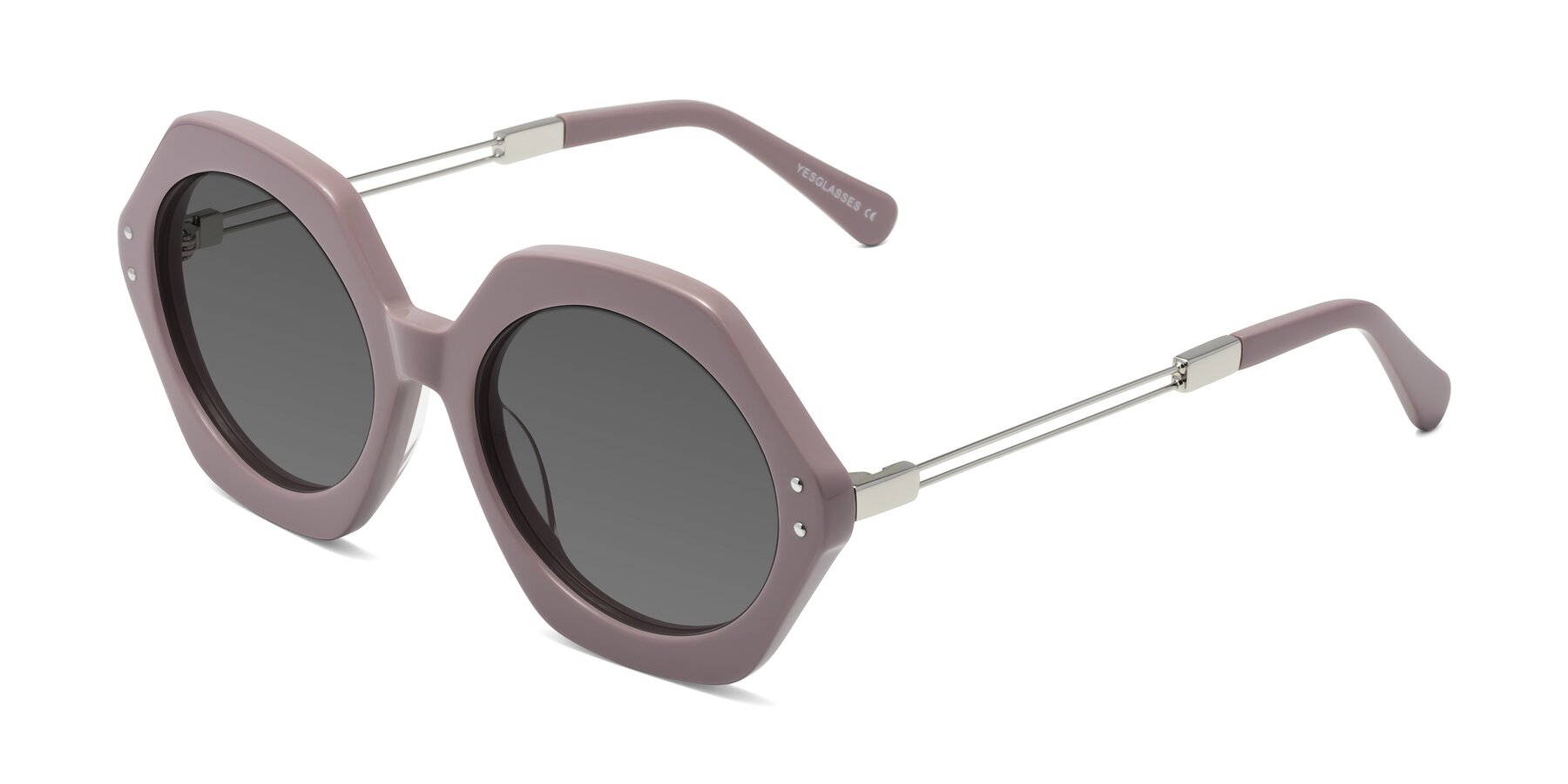 Angle of Skye in Opera Mauve with Medium Gray Tinted Lenses
