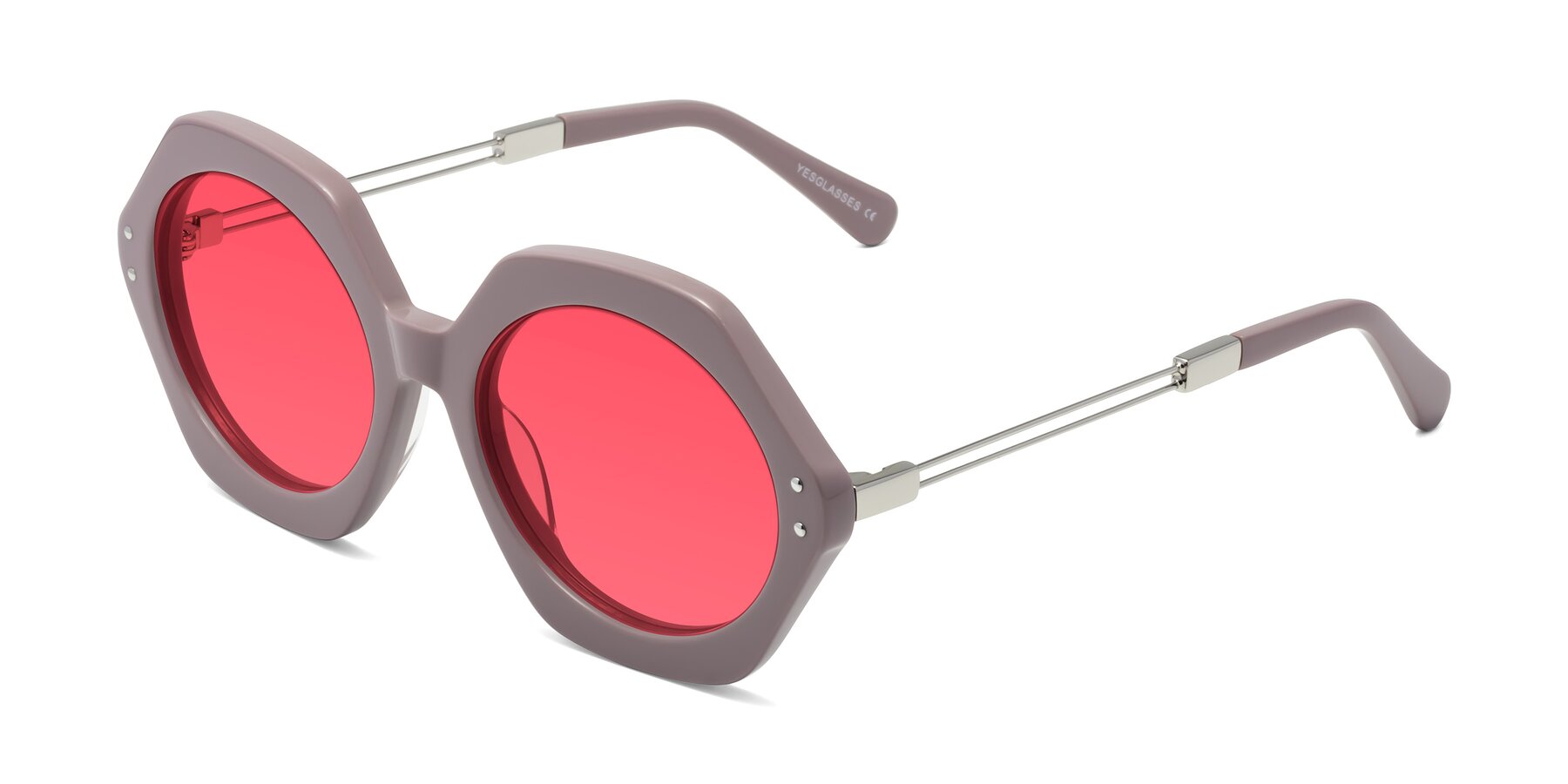 Angle of Skye in Opera Mauve with Red Tinted Lenses