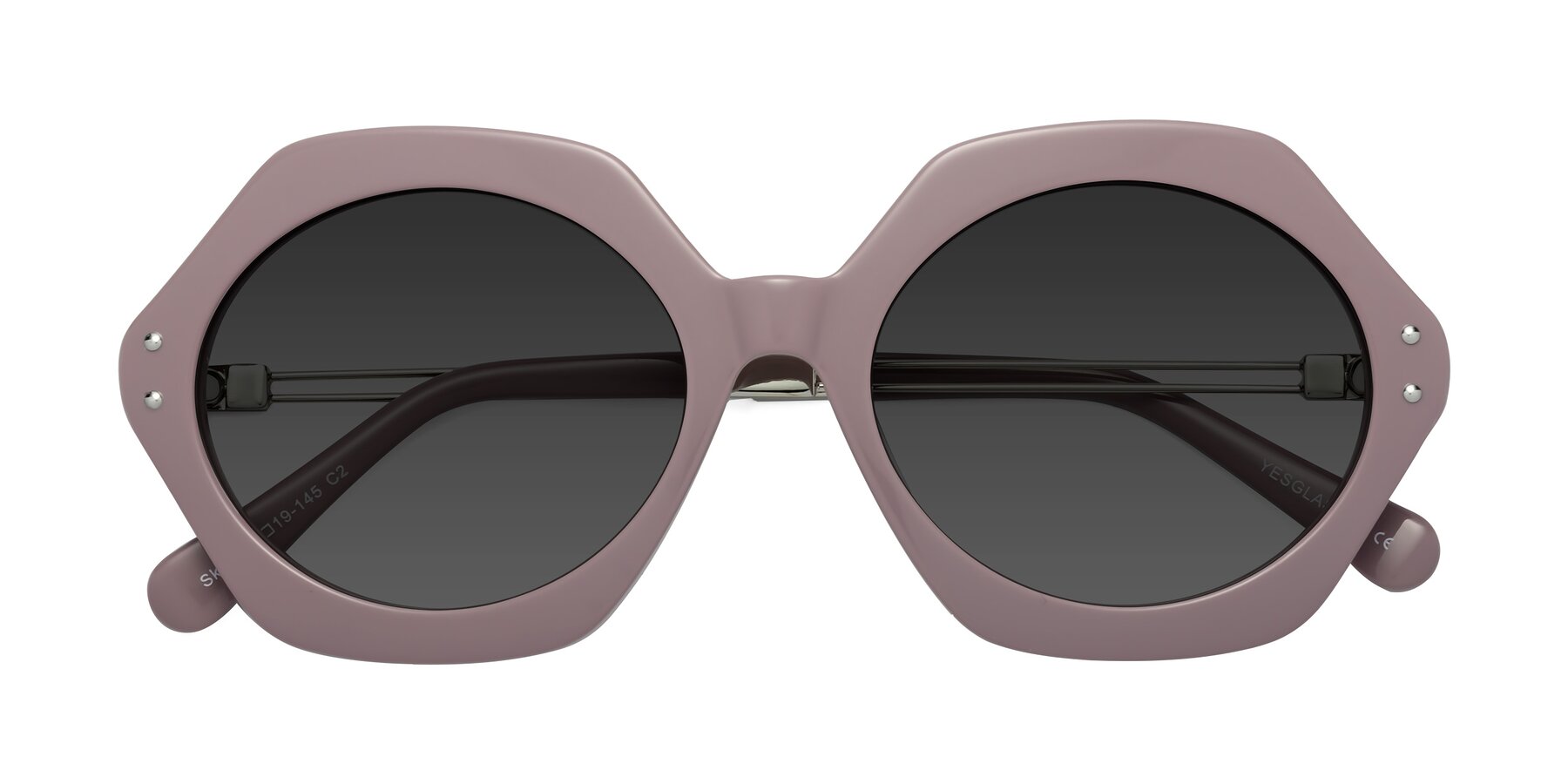 Folded Front of Skye in Opera Mauve with Gray Tinted Lenses