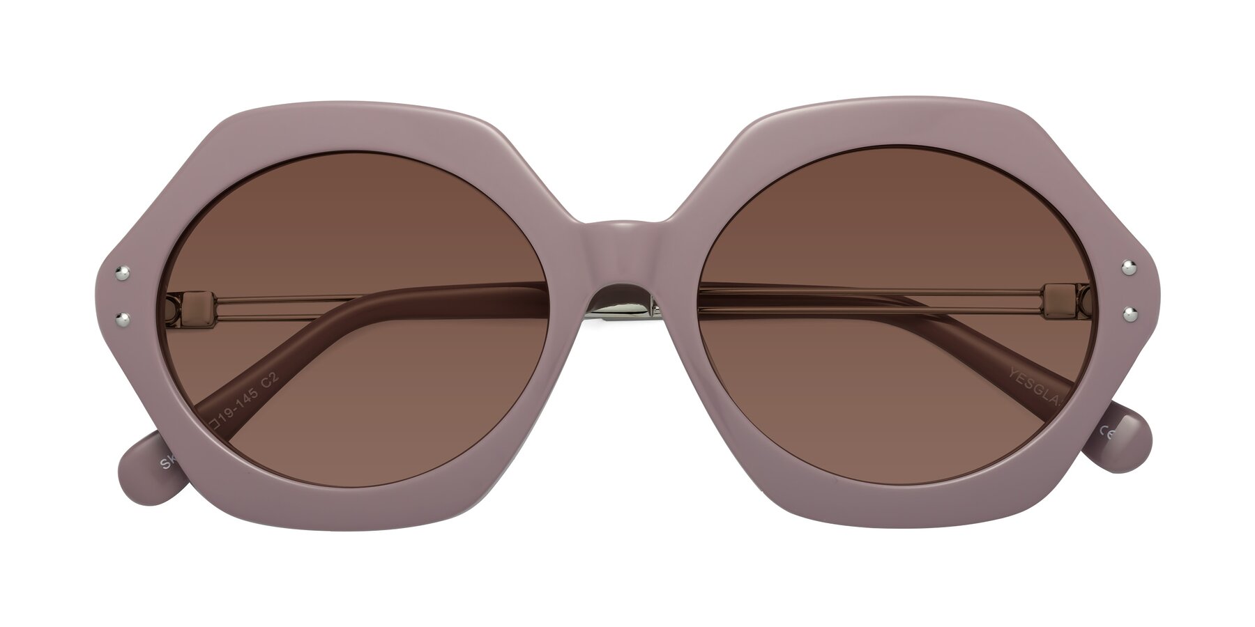Folded Front of Skye in Opera Mauve with Brown Tinted Lenses