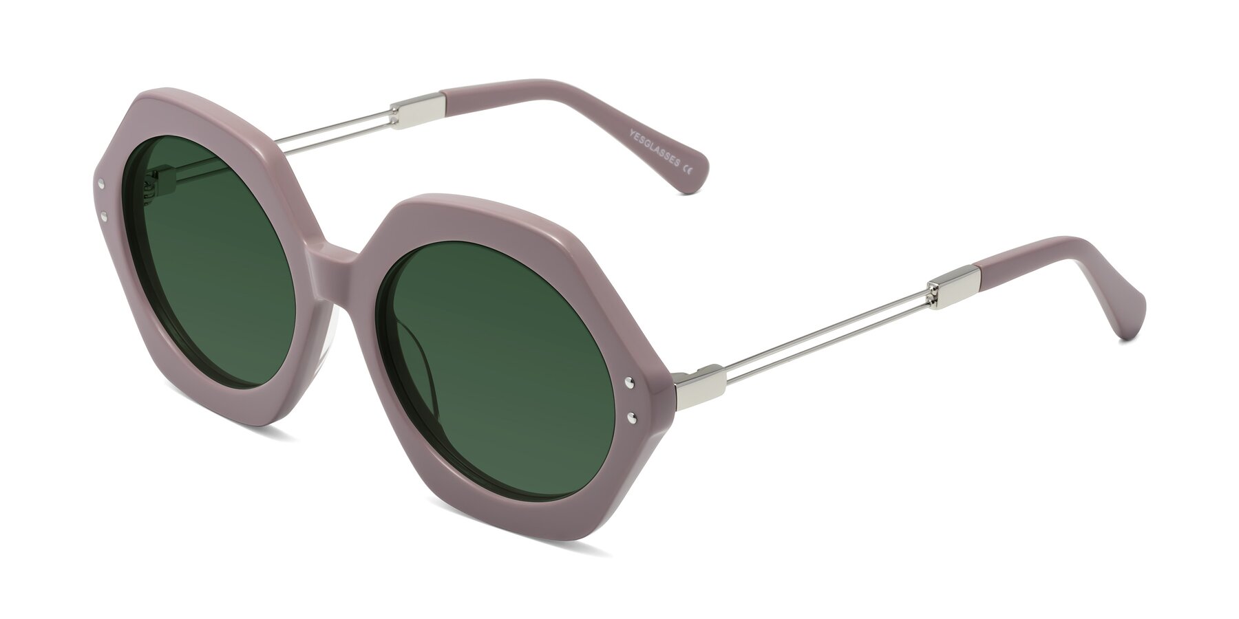 Angle of Skye in Opera Mauve with Green Tinted Lenses