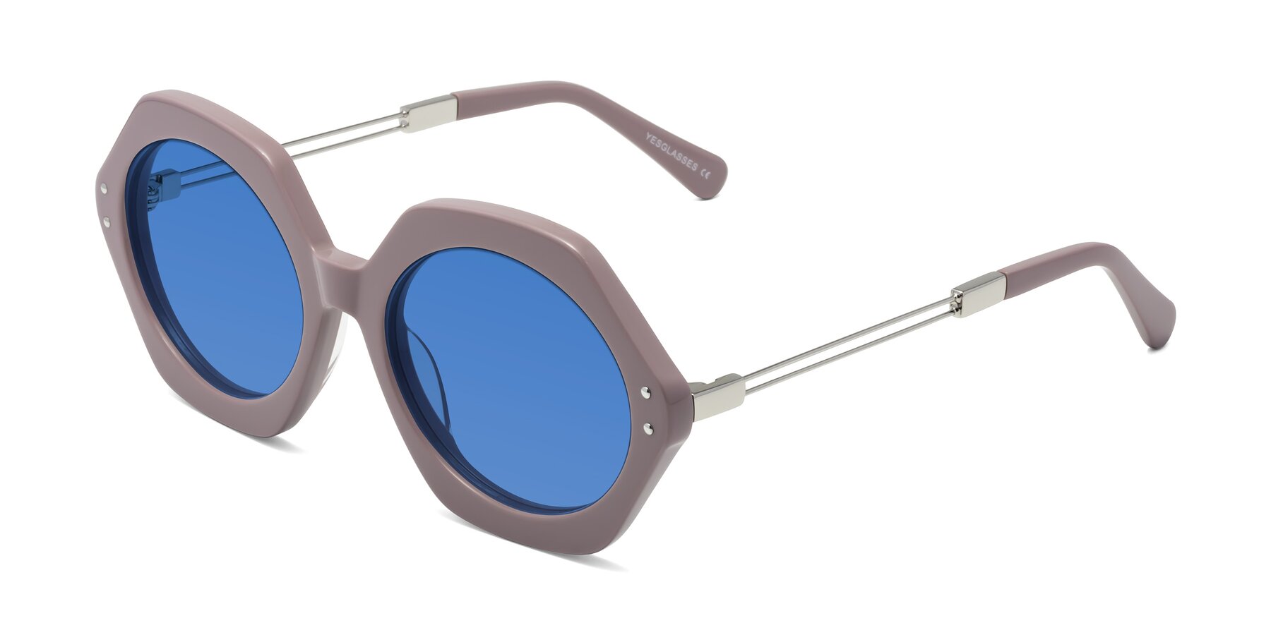 Angle of Skye in Opera Mauve with Blue Tinted Lenses