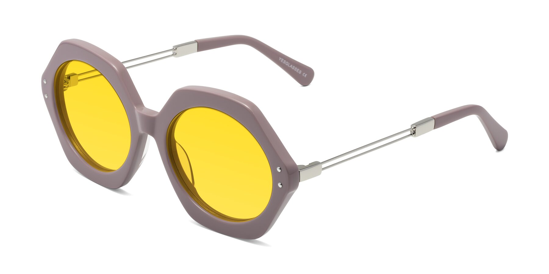 Angle of Skye in Opera Mauve with Yellow Tinted Lenses