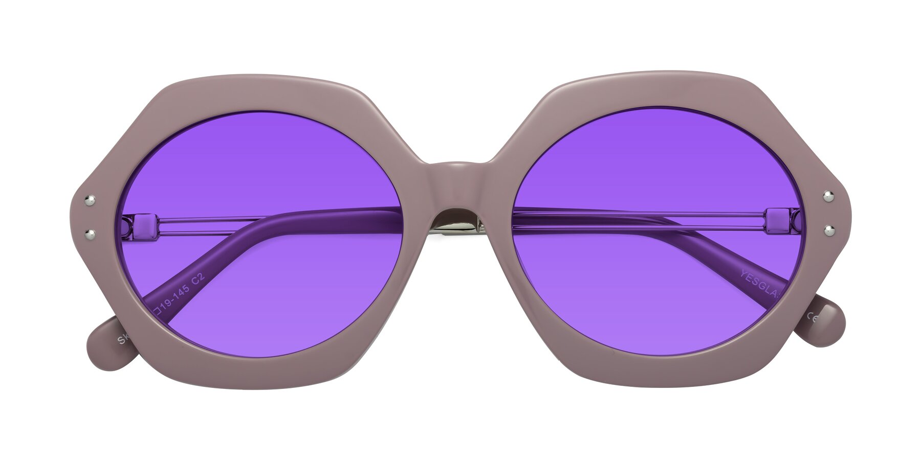 Folded Front of Skye in Opera Mauve with Purple Tinted Lenses