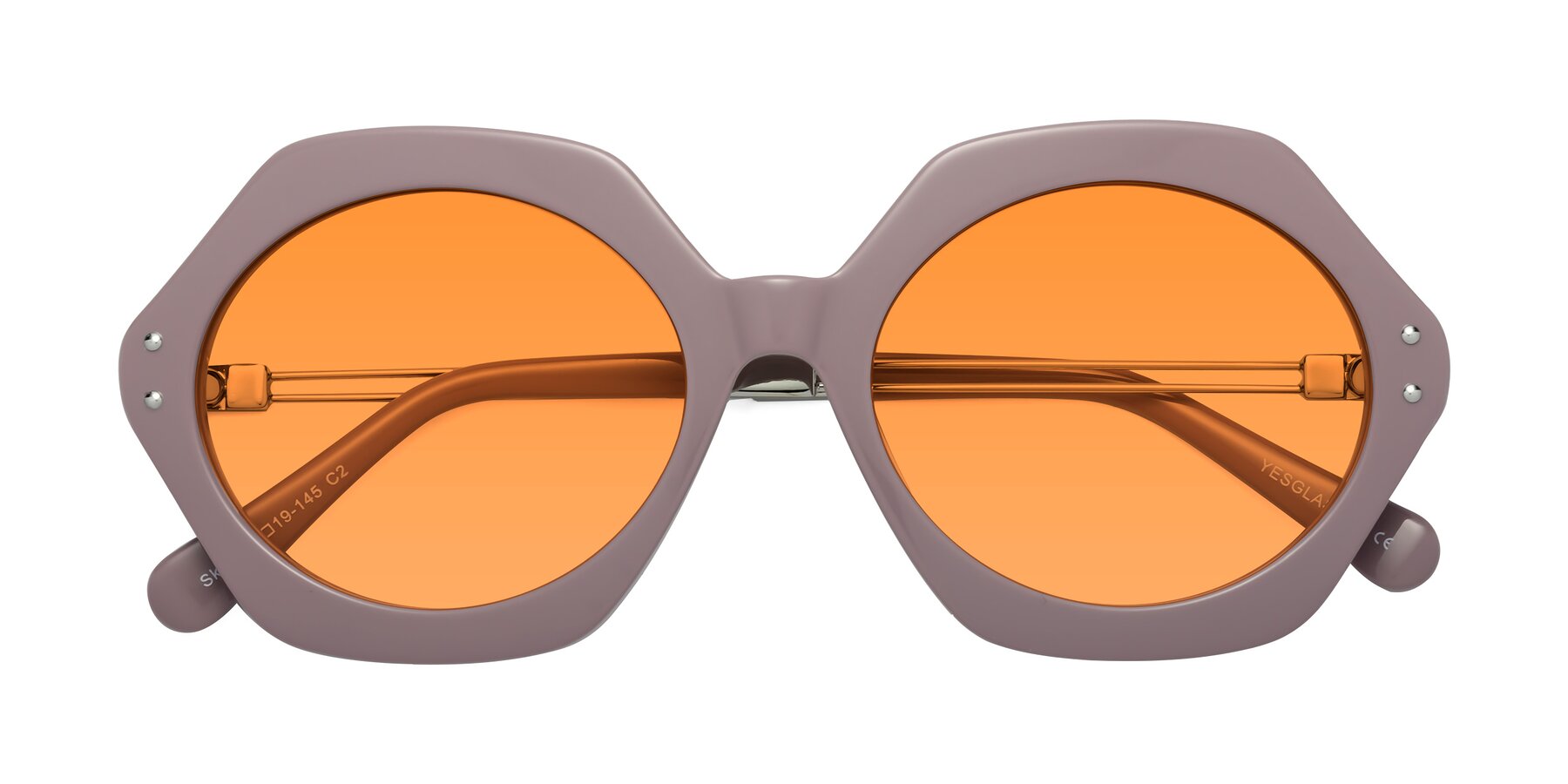 Folded Front of Skye in Opera Mauve with Orange Tinted Lenses