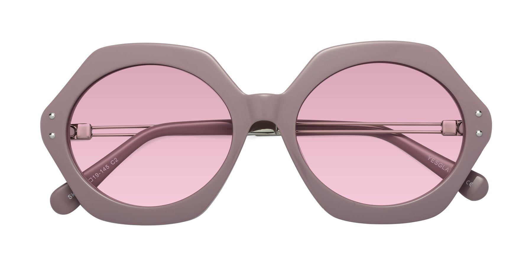 Folded Front of Skye in Opera Mauve with Light Wine Tinted Lenses