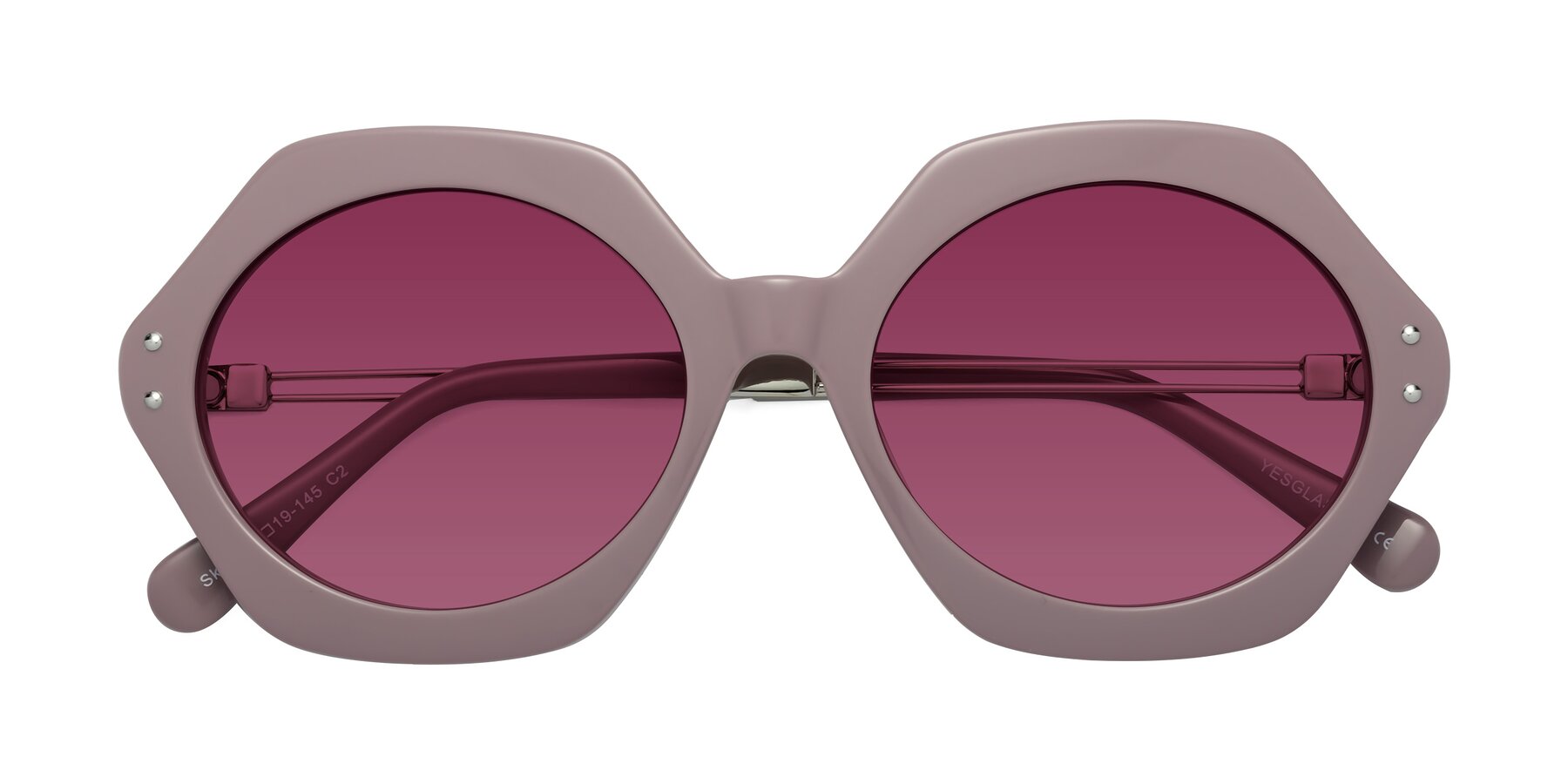 Folded Front of Skye in Opera Mauve with Wine Tinted Lenses