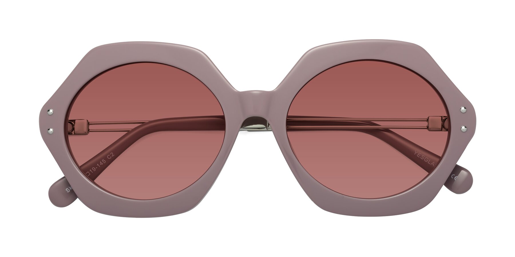 Folded Front of Skye in Opera Mauve with Garnet Tinted Lenses