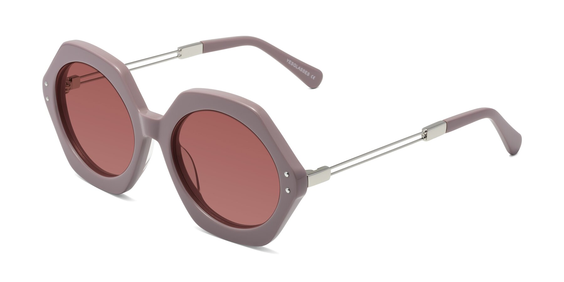 Angle of Skye in Opera Mauve with Garnet Tinted Lenses