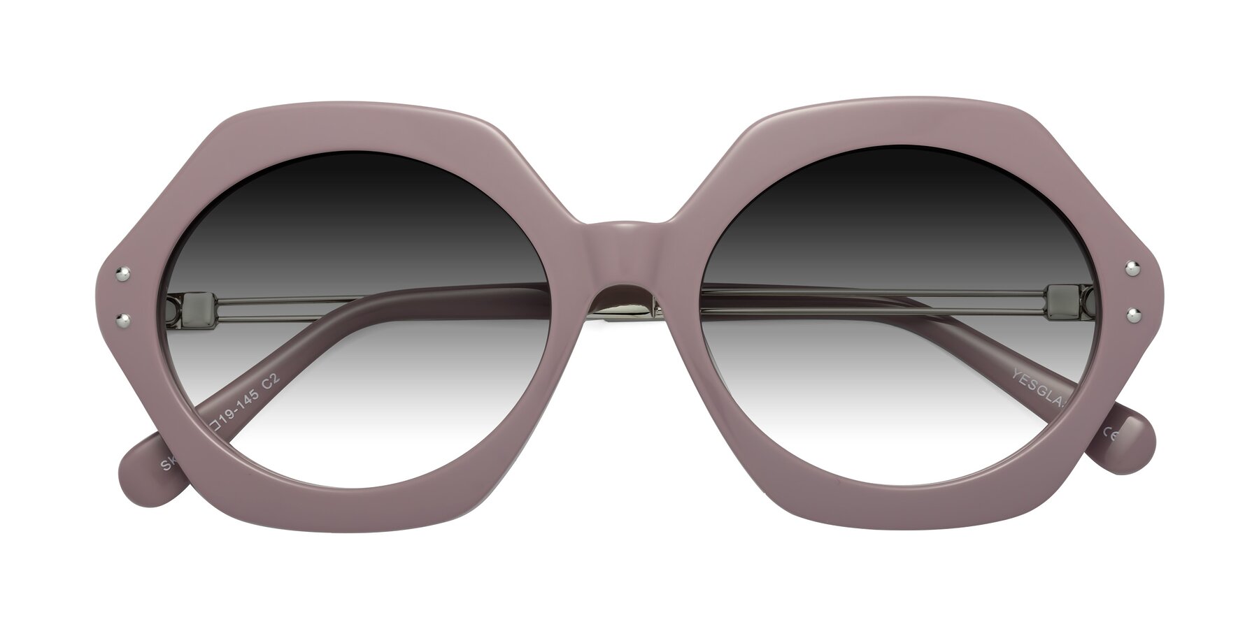 Folded Front of Skye in Opera Mauve with Gray Gradient Lenses