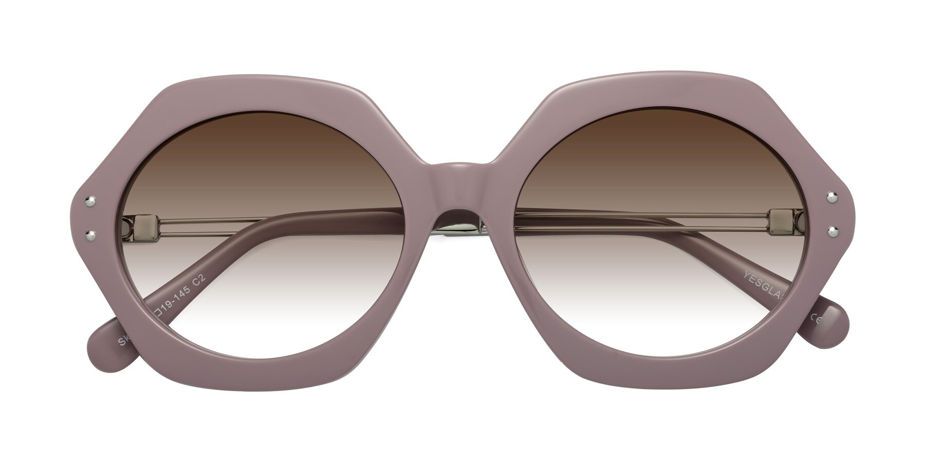 Folded Front of Skye in Opera Mauve with Brown Gradient Lenses