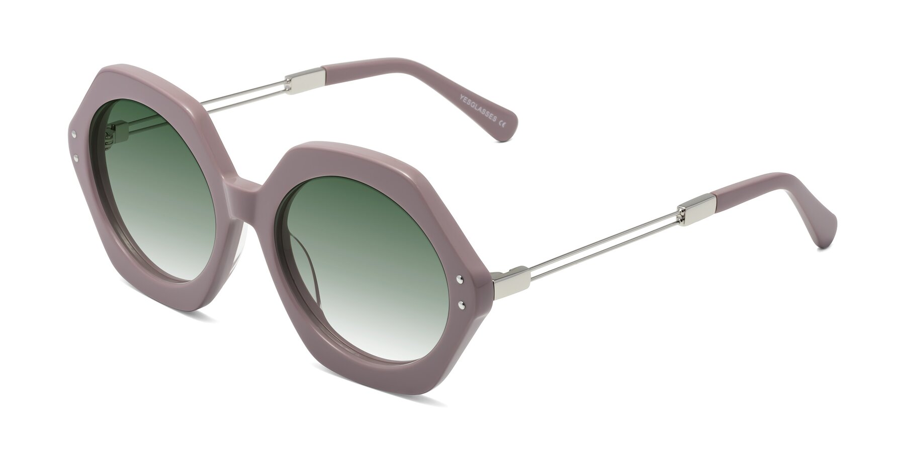 Angle of Skye in Opera Mauve with Green Gradient Lenses