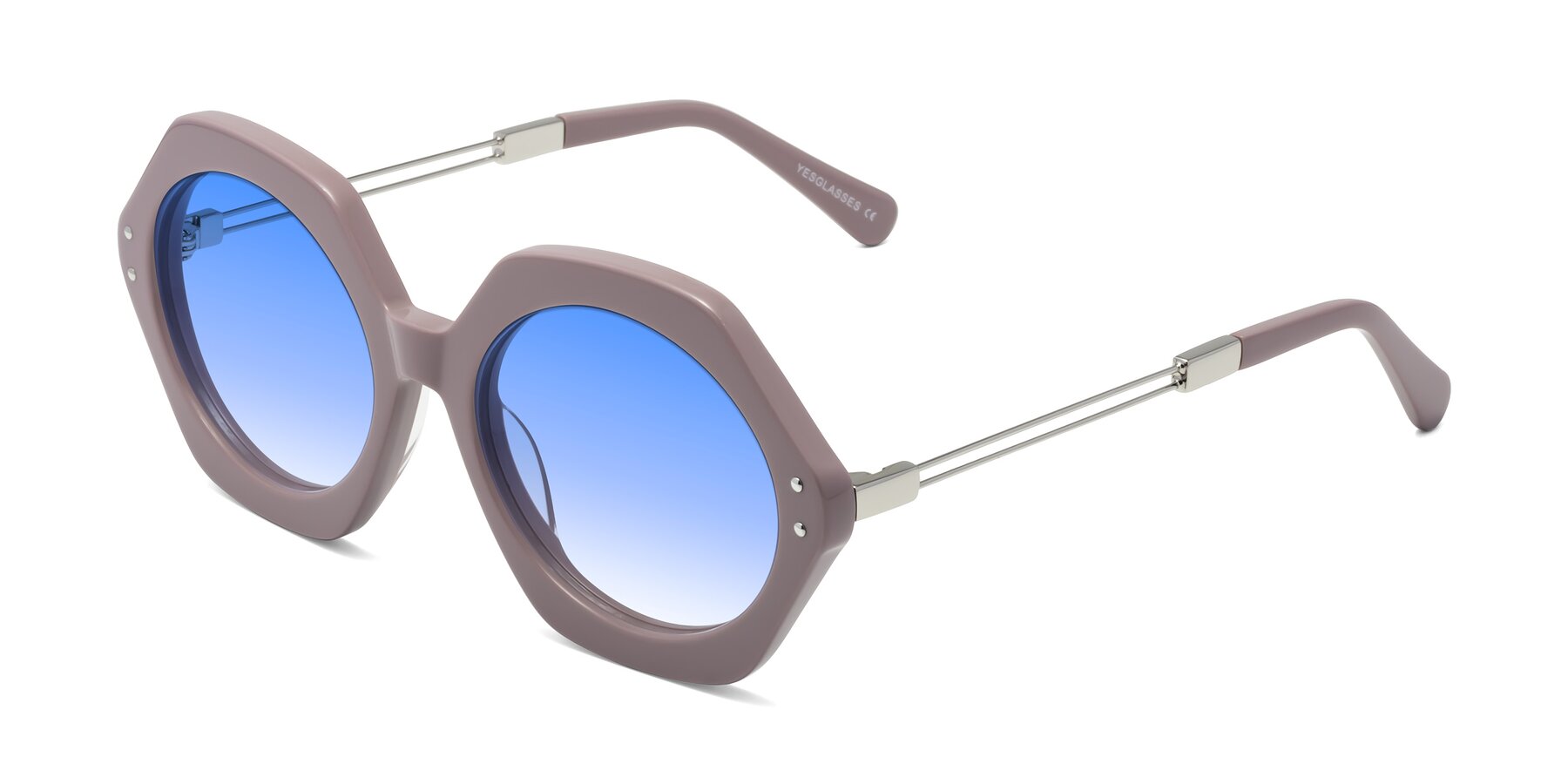 Angle of Skye in Opera Mauve with Blue Gradient Lenses
