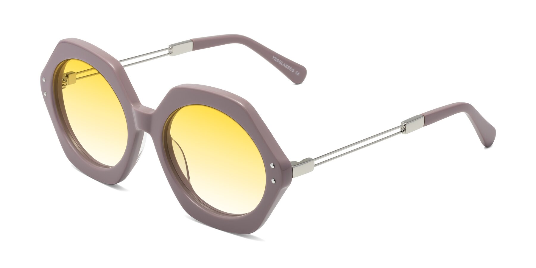 Angle of Skye in Opera Mauve with Yellow Gradient Lenses