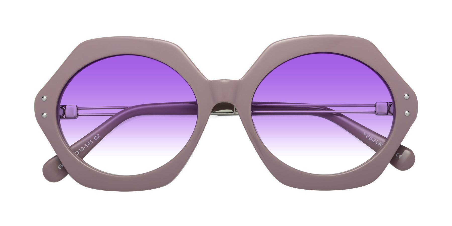 Folded Front of Skye in Opera Mauve with Purple Gradient Lenses