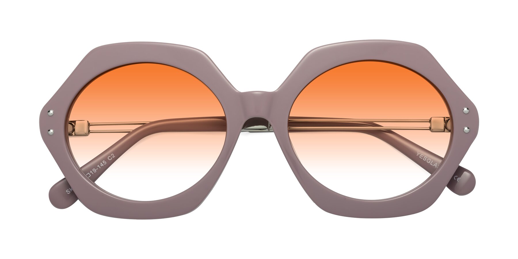 Folded Front of Skye in Opera Mauve with Orange Gradient Lenses