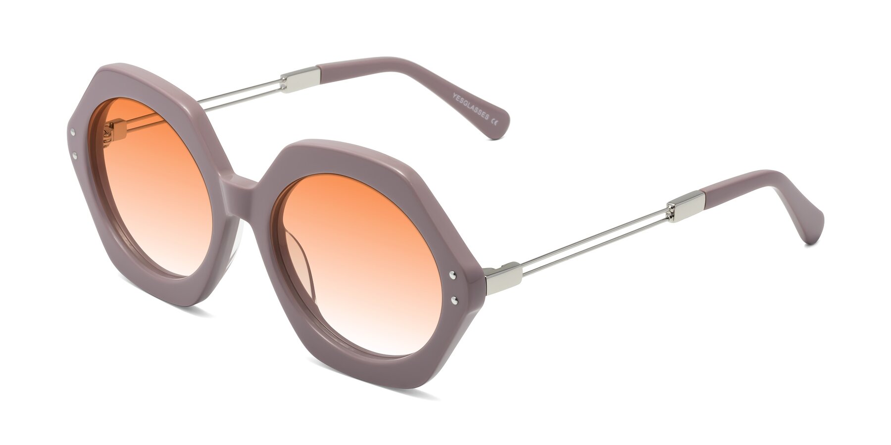 Angle of Skye in Opera Mauve with Orange Gradient Lenses