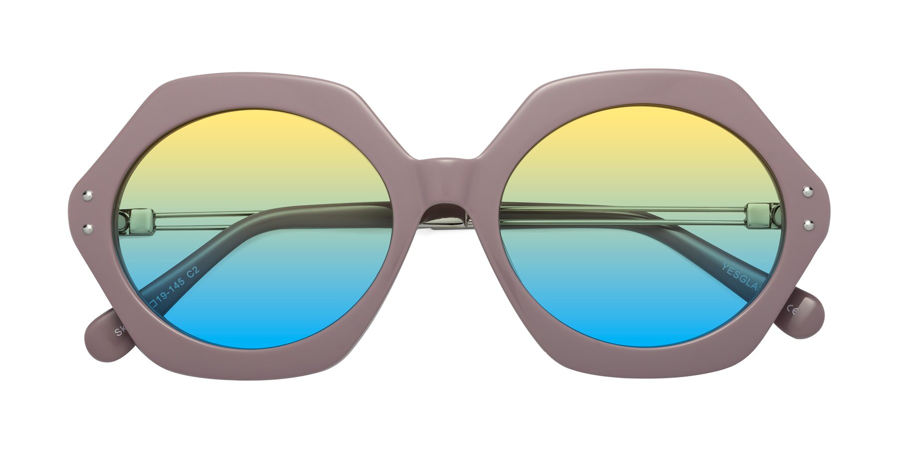 Folded Front of Skye in Opera Mauve with Yellow / Blue Gradient Lenses