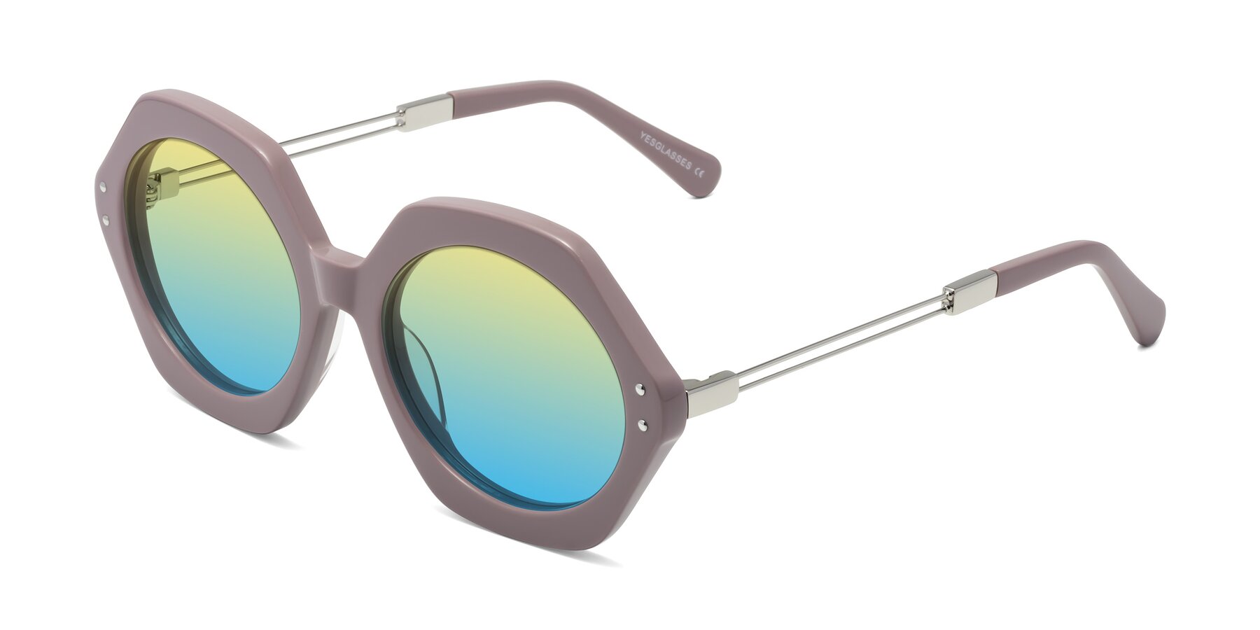 Angle of Skye in Opera Mauve with Yellow / Blue Gradient Lenses
