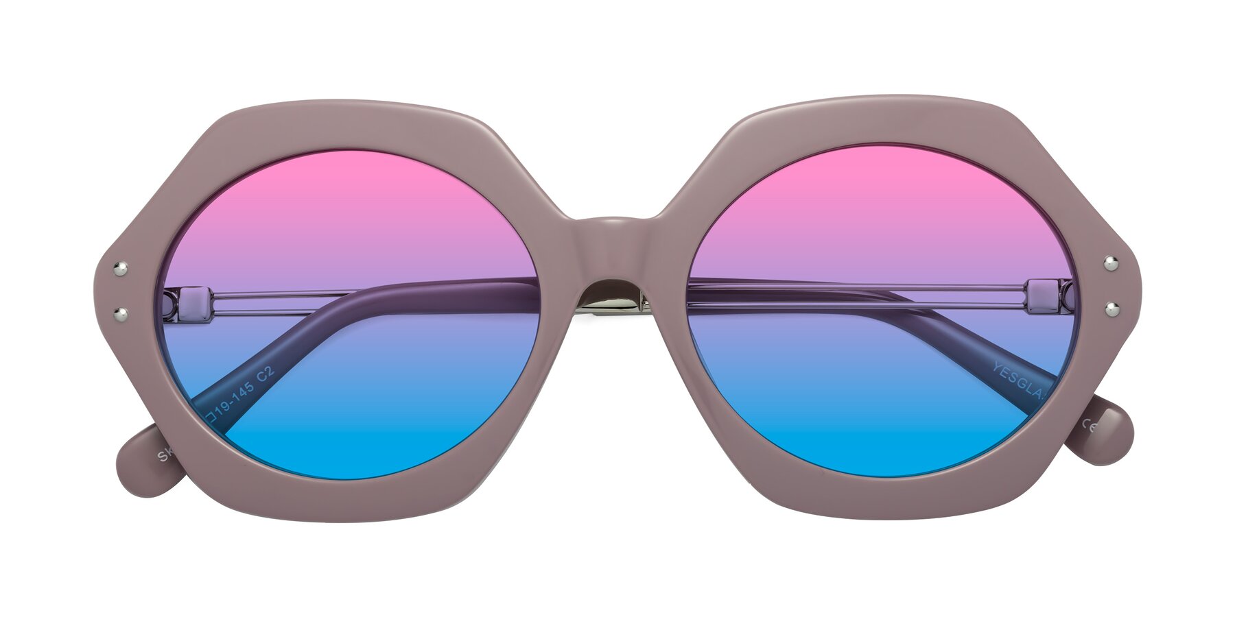 Folded Front of Skye in Opera Mauve with Pink / Blue Gradient Lenses