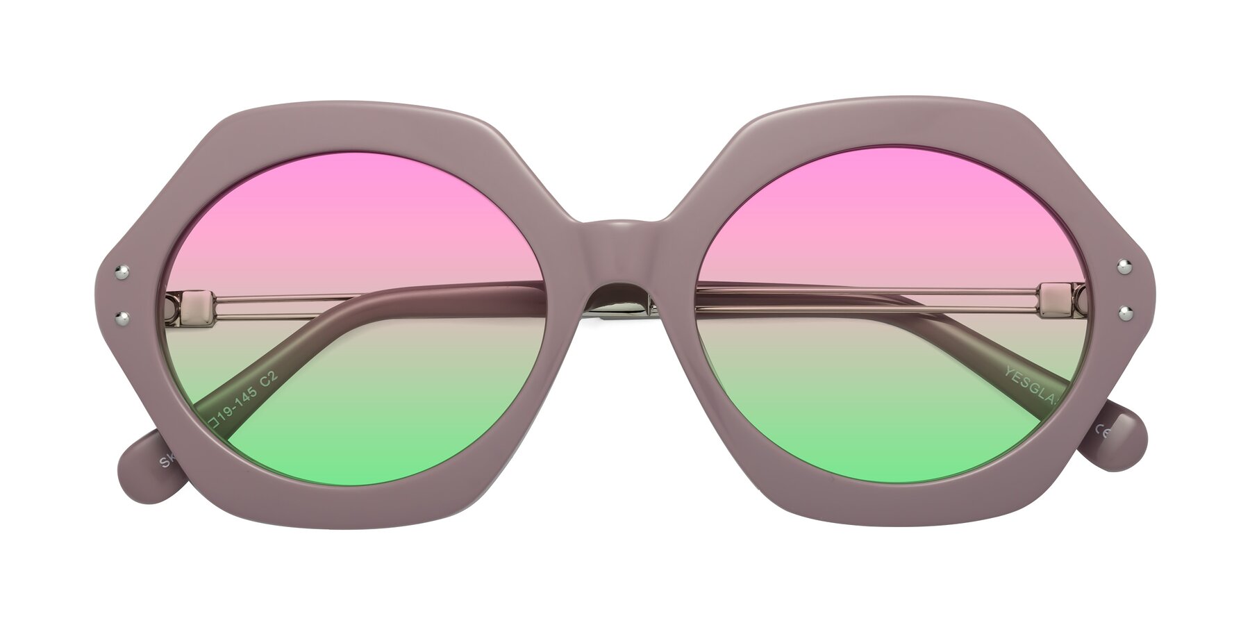 Folded Front of Skye in Opera Mauve with Pink / Green Gradient Lenses