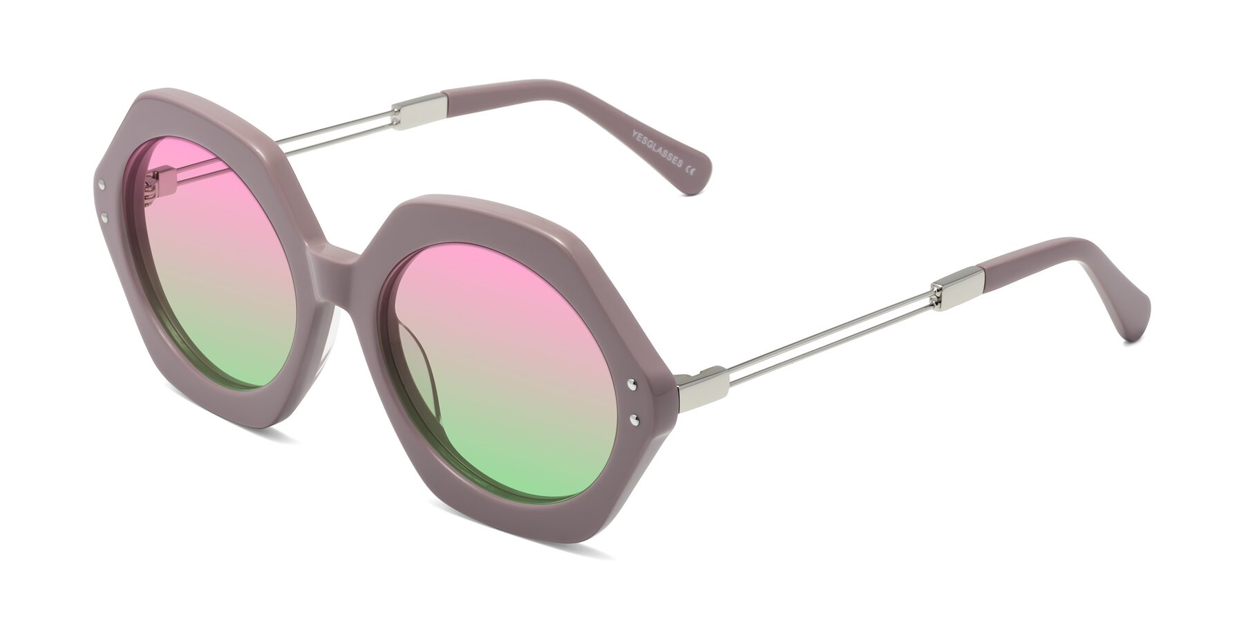 Angle of Skye in Opera Mauve with Pink / Green Gradient Lenses