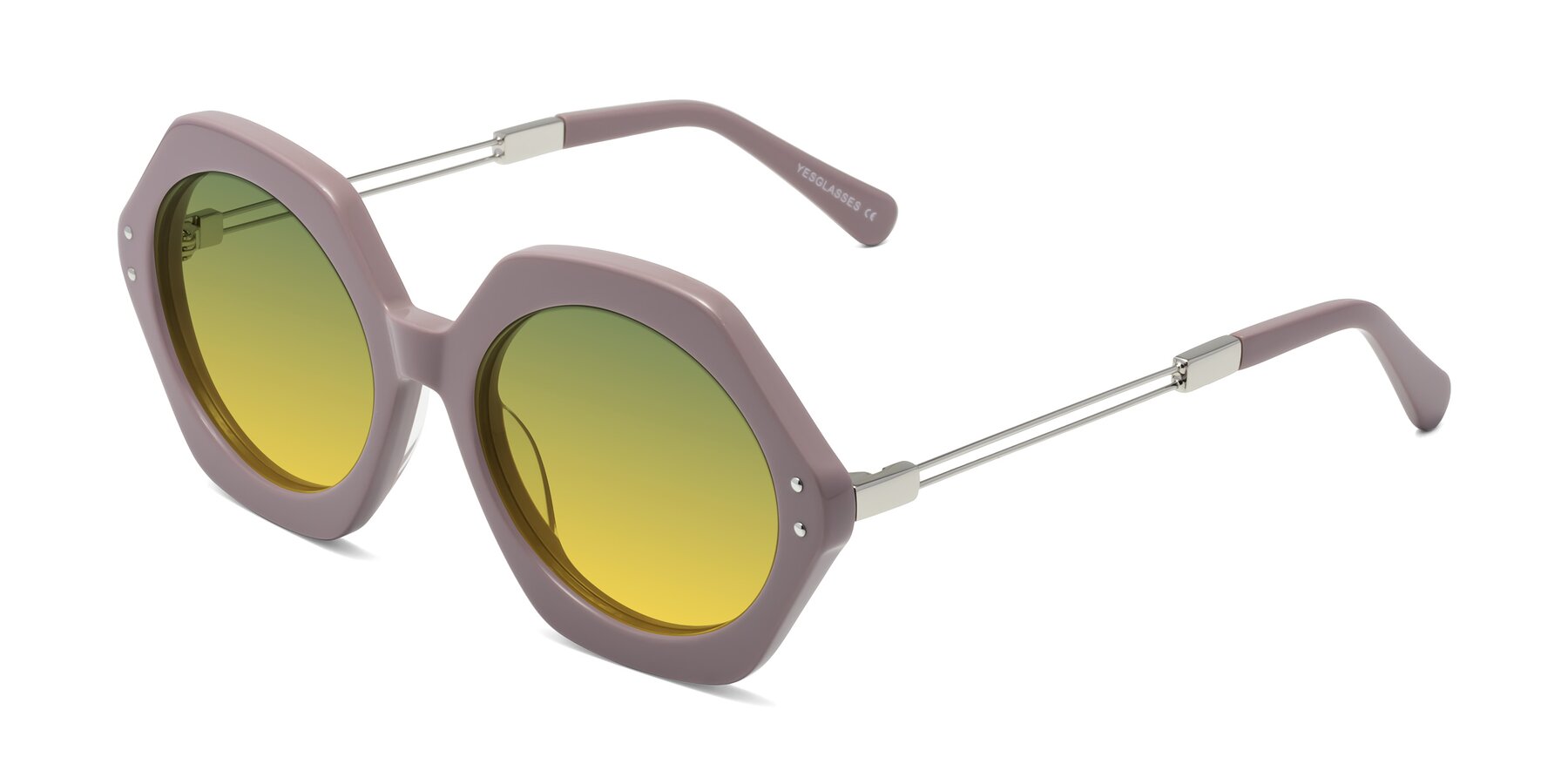 Angle of Skye in Opera Mauve with Green / Yellow Gradient Lenses