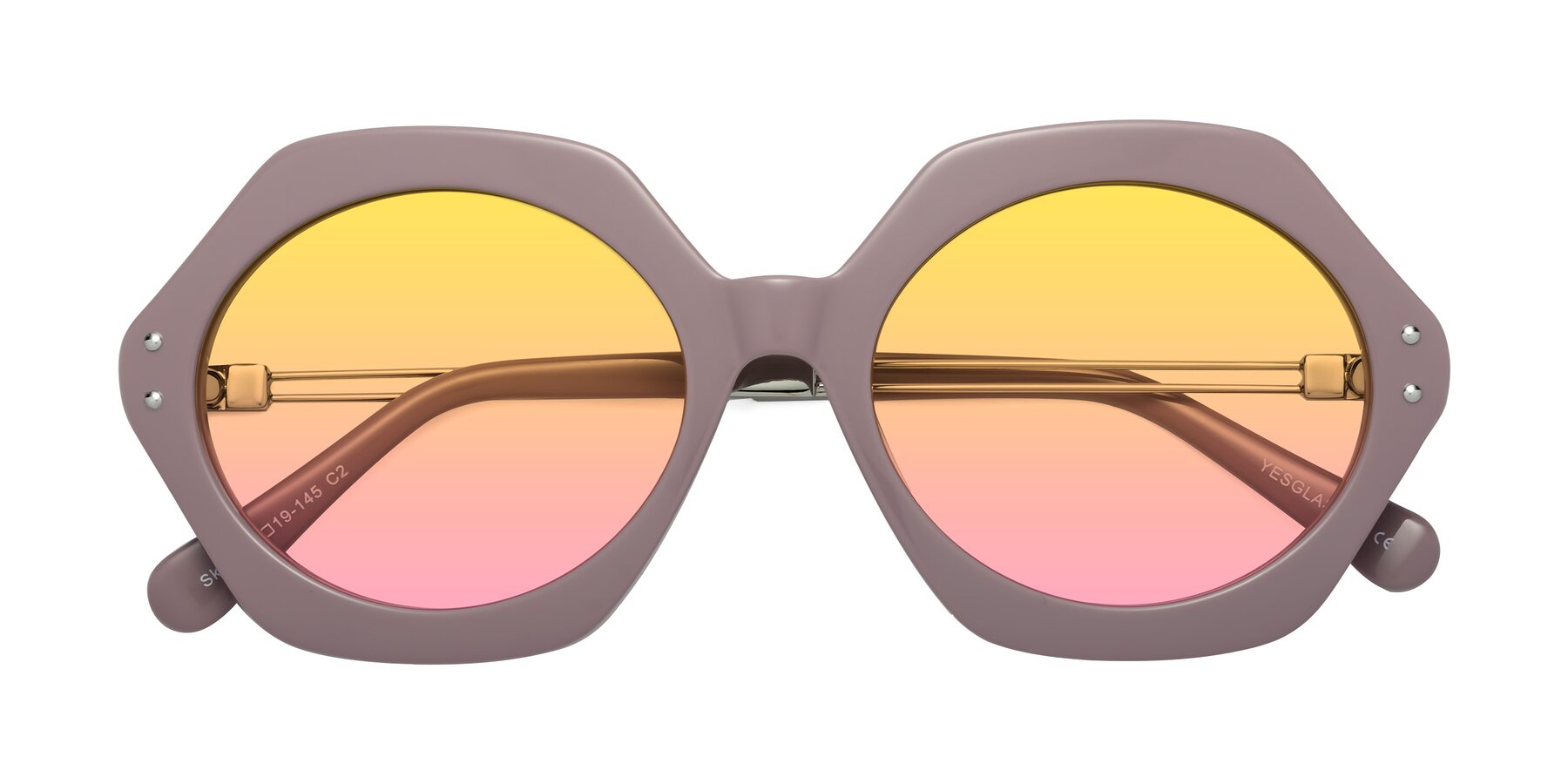 Folded Front of Skye in Opera Mauve with Yellow / Pink Gradient Lenses
