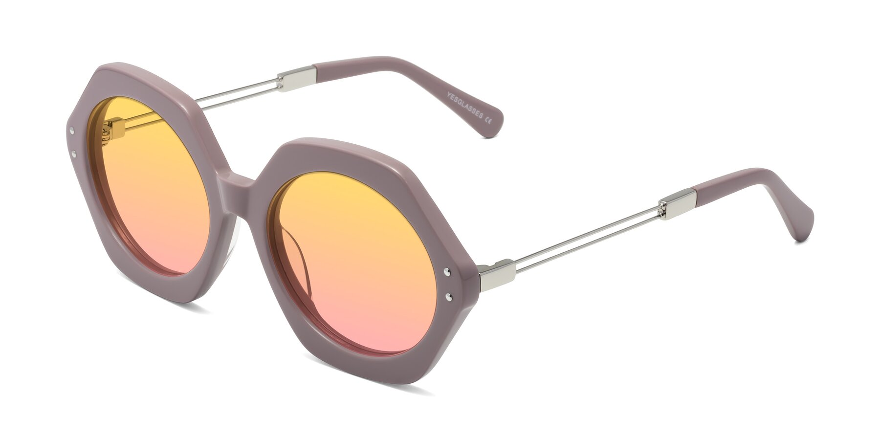 Angle of Skye in Opera Mauve with Yellow / Pink Gradient Lenses