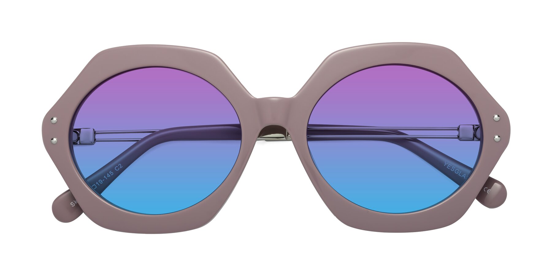 Folded Front of Skye in Opera Mauve with Purple / Blue Gradient Lenses