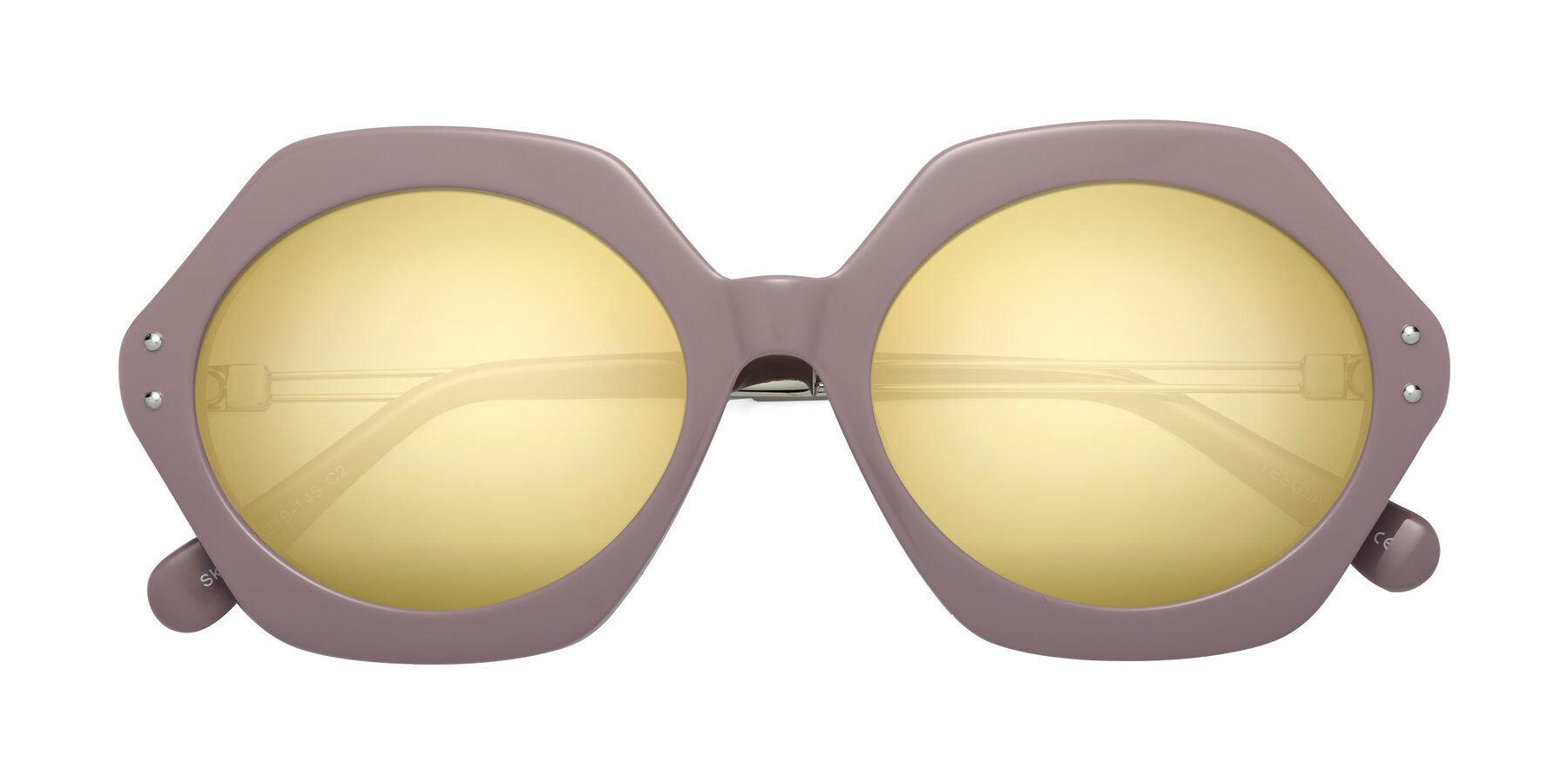 Folded Front of Skye in Opera Mauve with Gold Mirrored Lenses
