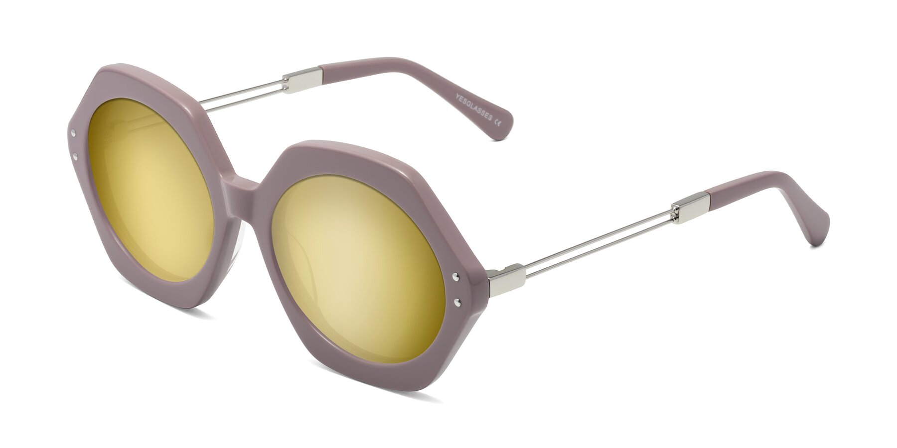 Angle of Skye in Opera Mauve with Gold Mirrored Lenses