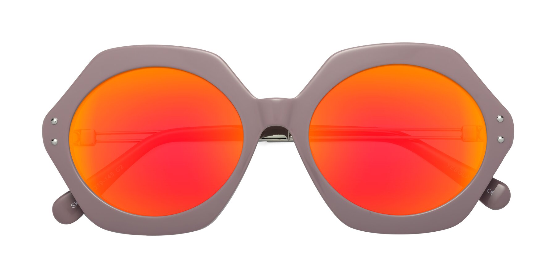 Folded Front of Skye in Opera Mauve with Red Gold Mirrored Lenses