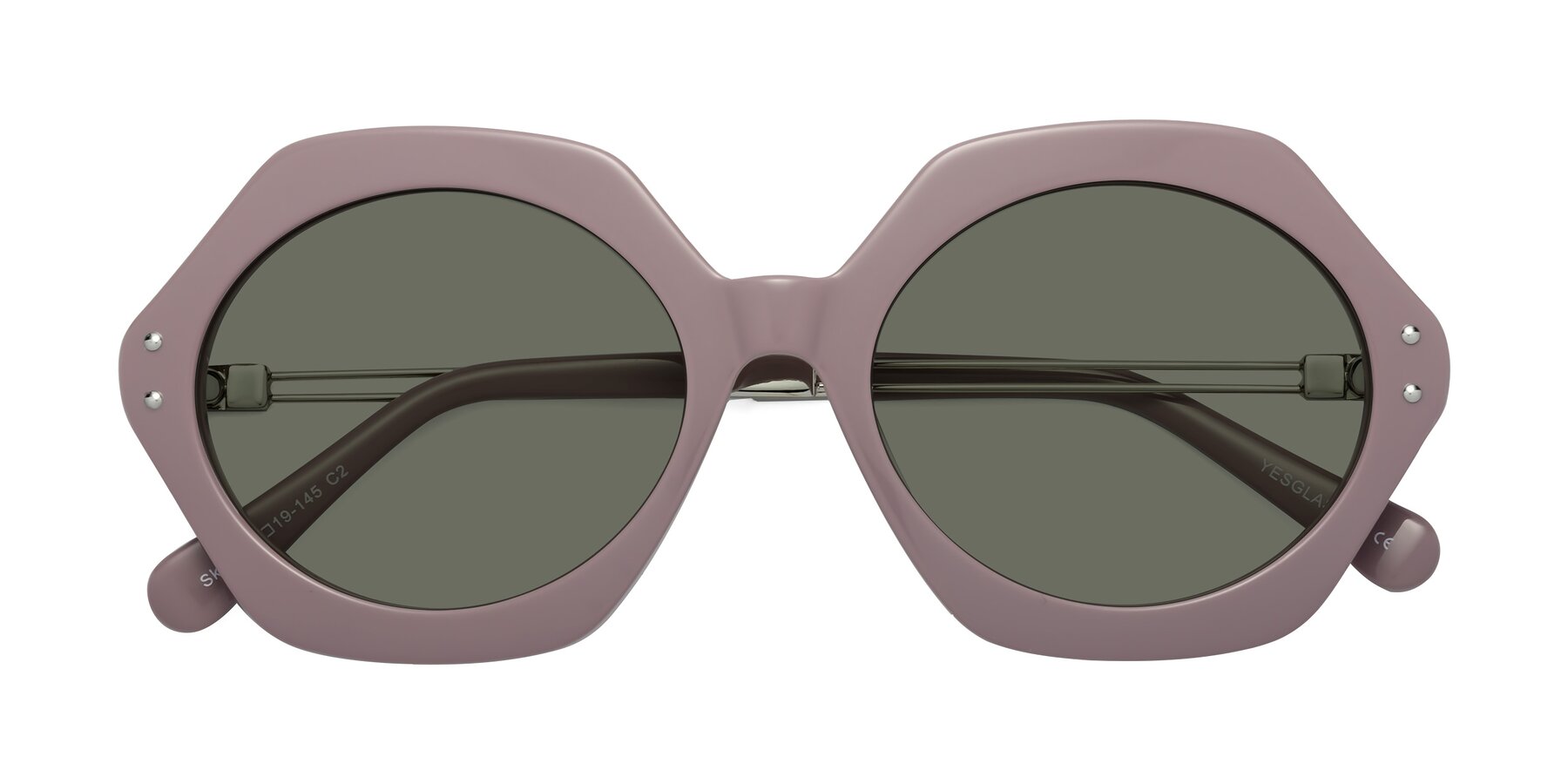 Folded Front of Skye in Opera Mauve with Gray Polarized Lenses