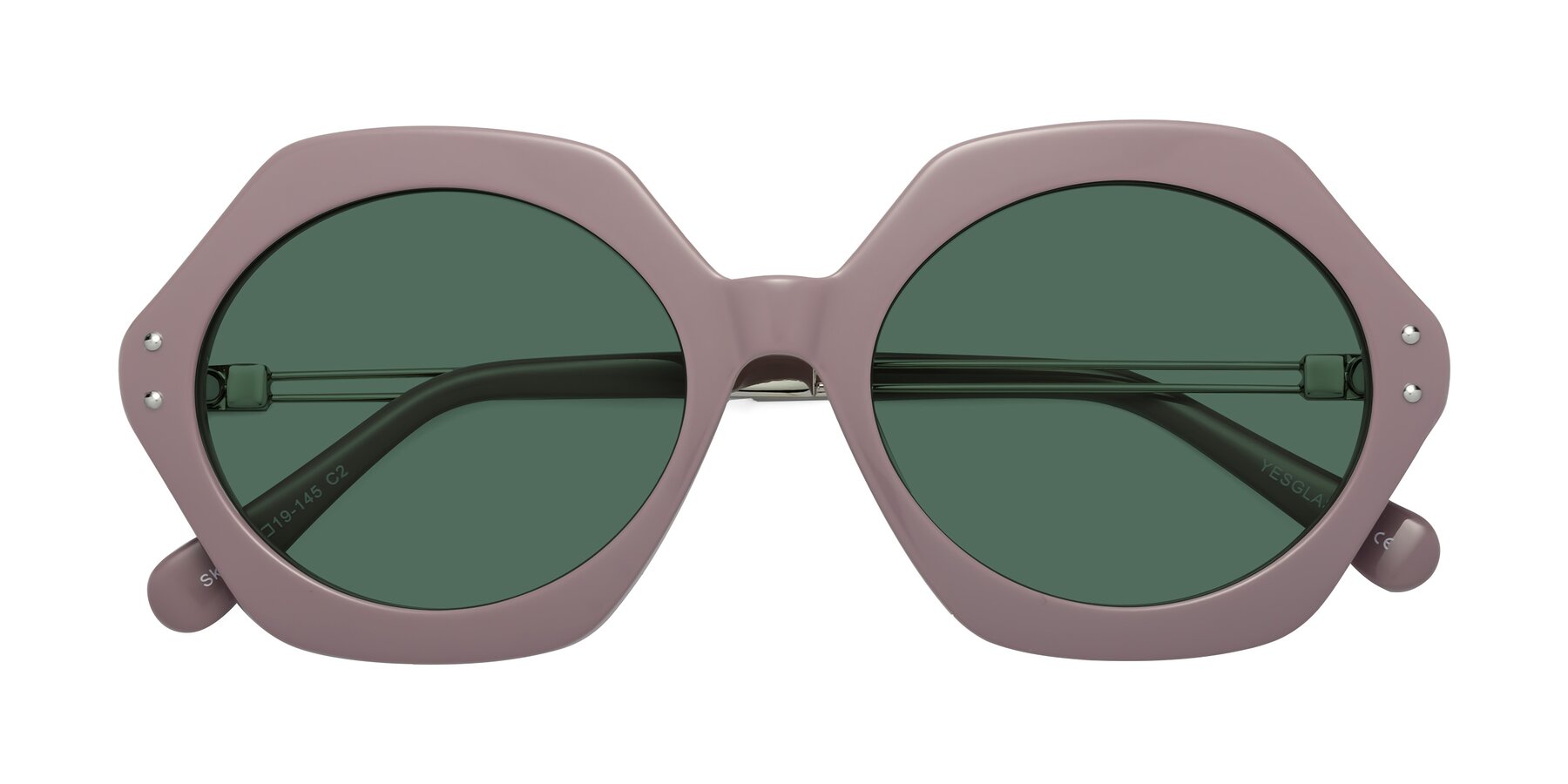 Folded Front of Skye in Opera Mauve with Green Polarized Lenses