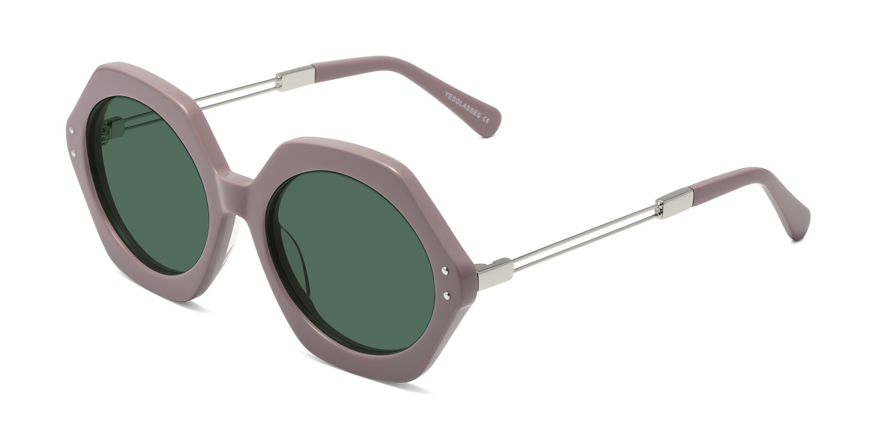 Angle of Skye in Opera Mauve with Green Polarized Lenses