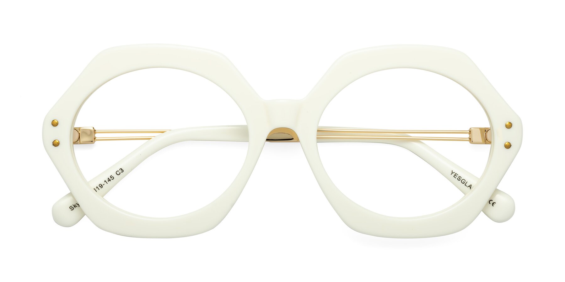 Folded Front of Skye in Ivory with Clear Blue Light Blocking Lenses