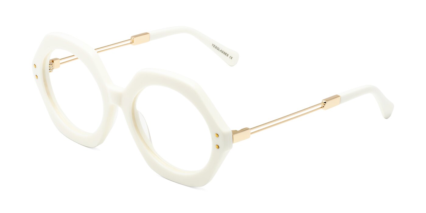 Ivory Oversized Acetate Geometric Eyeglasses - Skye
