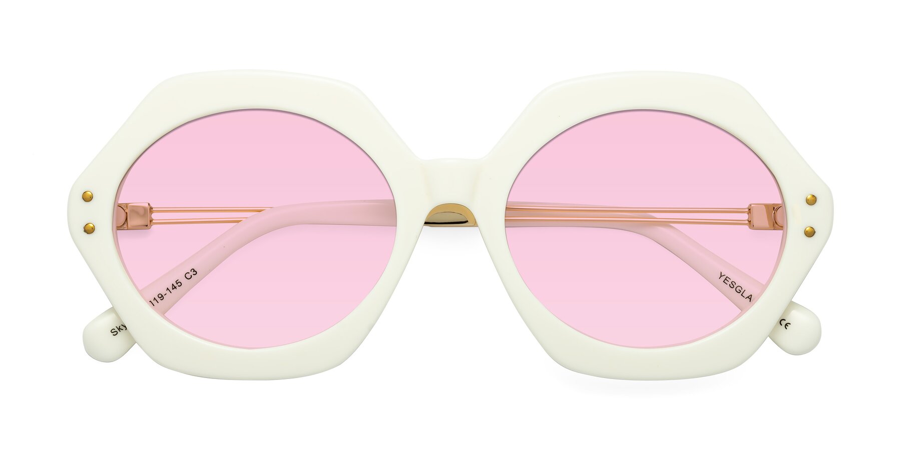 Folded Front of Skye in Ivory with Light Pink Tinted Lenses